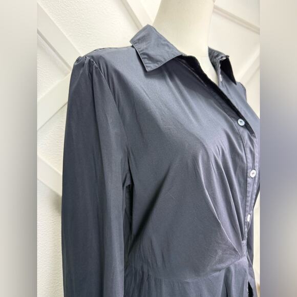 Pearl By Lela Rose Cotton Poplin Long Sleeve Shirt Dress Black D Ring Sash Sz 8 - Picture 3 of 11